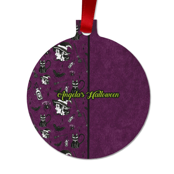 Custom Witches On Halloween Metal Ball Ornament - Double Sided w/ Name or Text