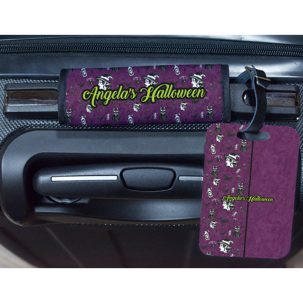 Witches On Halloween Metal Luggage Tag & Handle Wrap - In Context