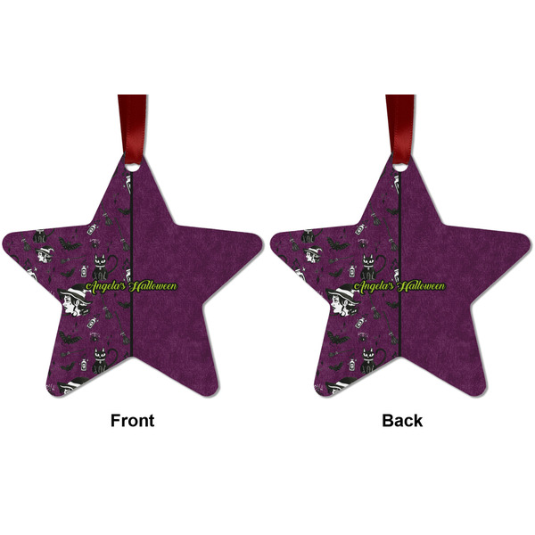 Witches On Halloween Metal Star Ornament - Front and Back