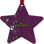 Witches On Halloween Metal Star Ornament - Double Sided w/ Name or Text