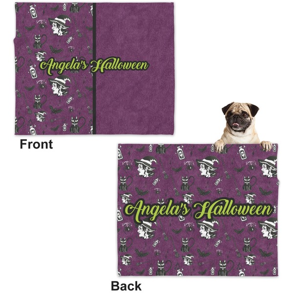 Witches On Halloween Microfleece Dog Blanket - Large- Front & Back