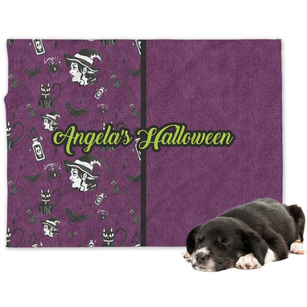 Custom Witches On Halloween Dog Blanket - Regular (Personalized)