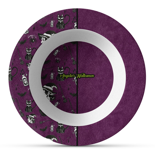 Custom Witches On Halloween Plastic Bowl - Microwave Safe - Composite Polymer (Personalized)