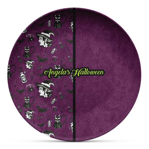 Custom Witches On Halloween Microwave Safe Plastic Plate - Composite Polymer (Personalized)