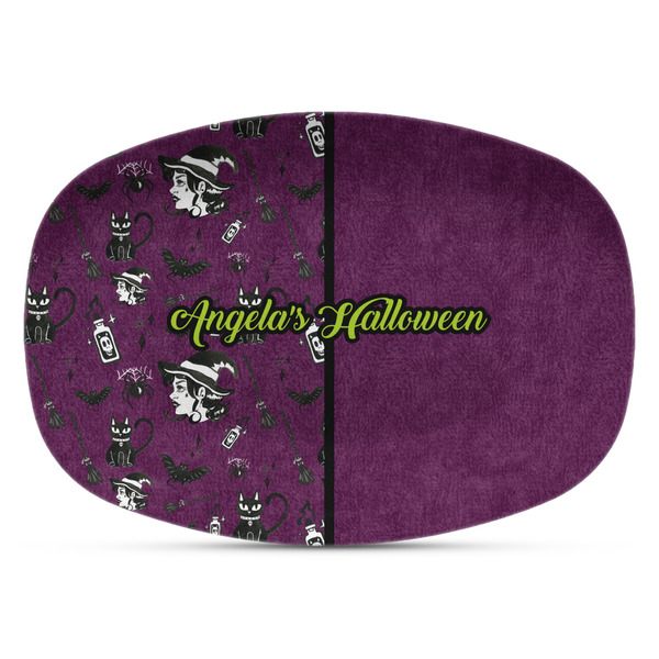Custom Witches On Halloween Plastic Platter - Microwave & Oven Safe Composite Polymer (Personalized)