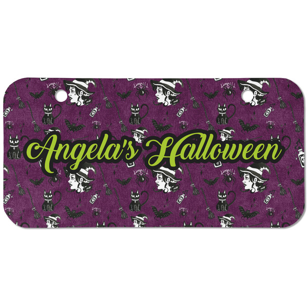 Custom Witches On Halloween Mini/Bicycle License Plate (2 Holes) (Personalized)