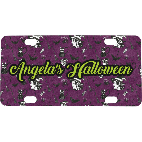 Custom Witches On Halloween Mini / Bicycle License Plate (4 Holes) (Personalized)