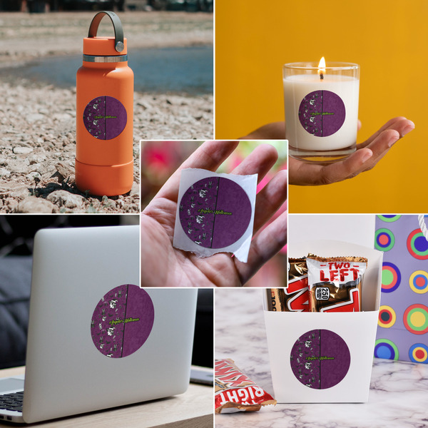Witches On Halloween Multipurpose Round Labels - In Context