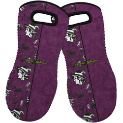 Witches On Halloween Neoprene Oven Mitts - Set of 2 w/ Name or Text