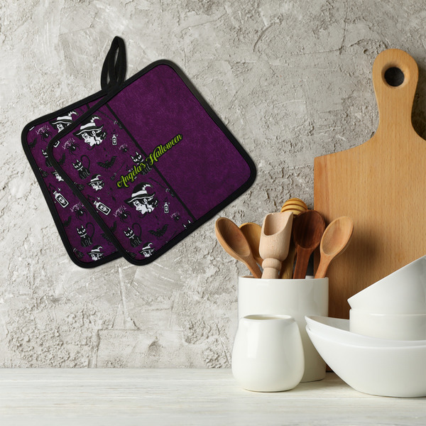 Witches On Halloween Neoprene Pot Holder - Set of 2  LIFESTYLE