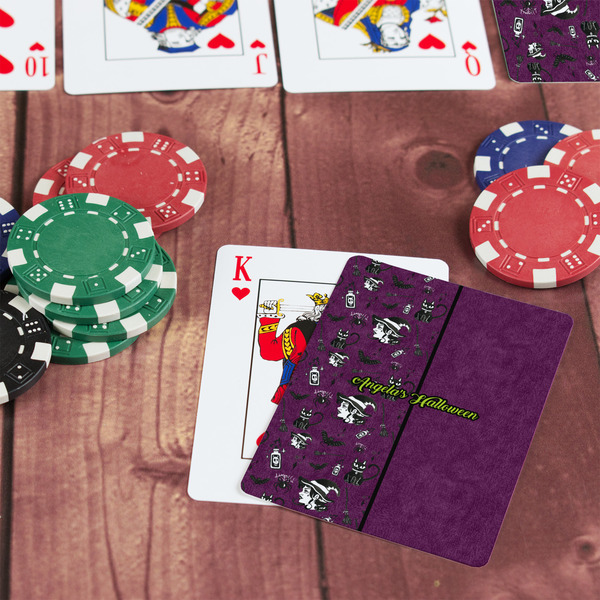 Witches On Halloween On Table with Poker Chips