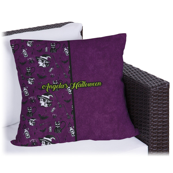 Custom Witches On Halloween Outdoor Pillow (Personalized)