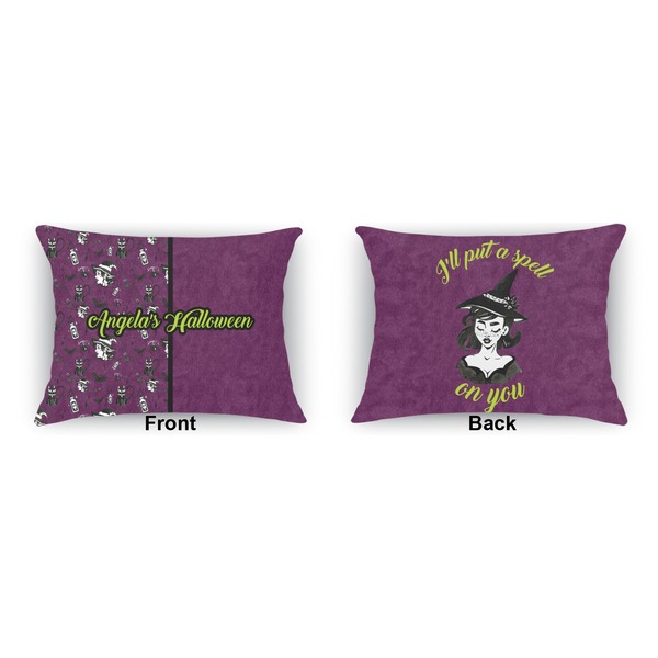 Witches On Halloween Outdoor Rectangular Throw Pillow (Front and Back)