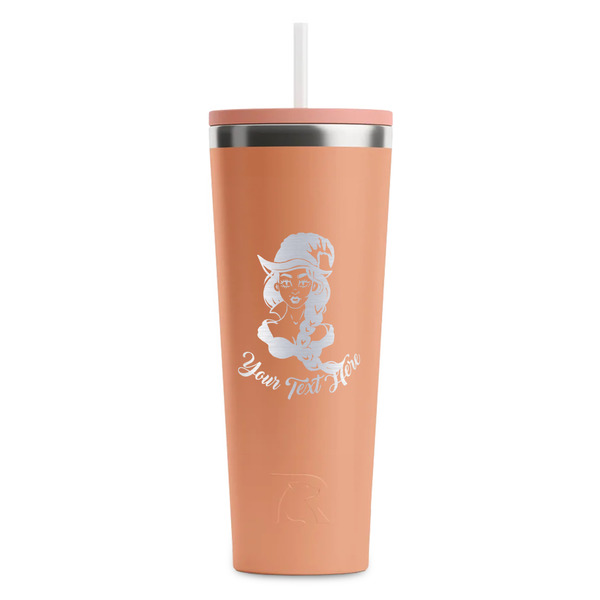 Custom Witches On Halloween RTIC Everyday Tumbler with Straw - 28oz - Peach - Double-Sided (Personalized)