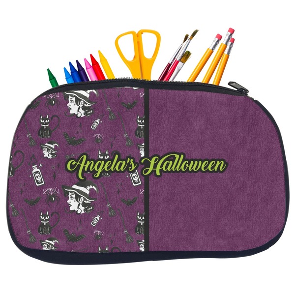 Custom Witches On Halloween Neoprene Pencil Case - Medium w/ Name or Text