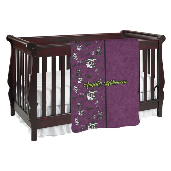 Custom Witches On Halloween Baby Blanket (Single Sided) (Personalized)