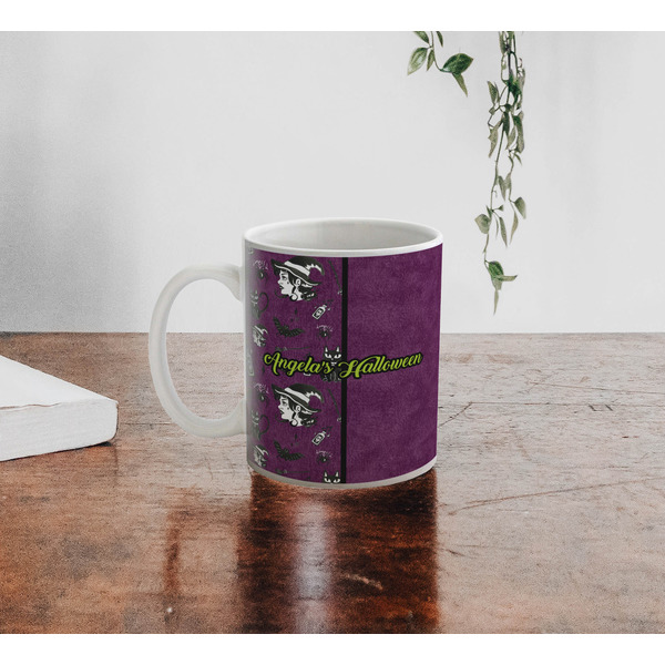 Witches On Halloween Personalized Coffee Mug - Lifestyle