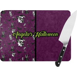 Witches On Halloween Rectangular Glass Cutting Board (Personalized)