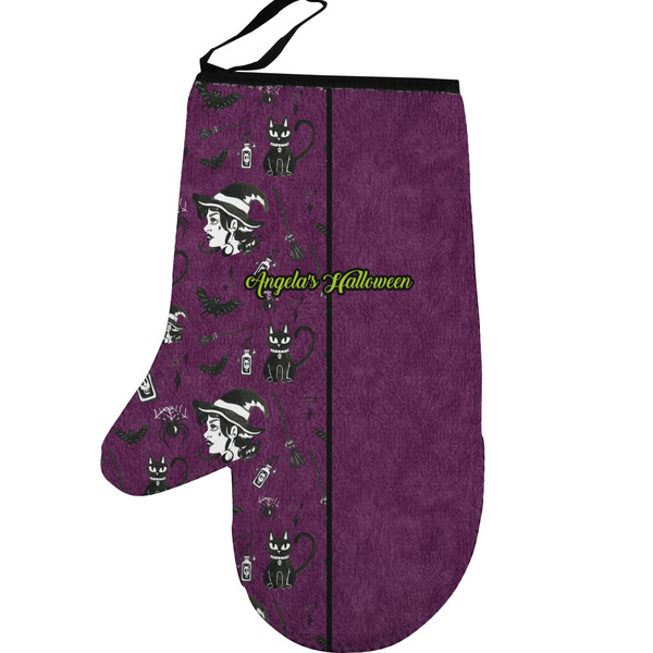 Custom Witches On Halloween Left Oven Mitt (Personalized)