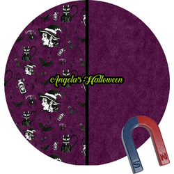 Witches On Halloween Round Fridge Magnet (Personalized)