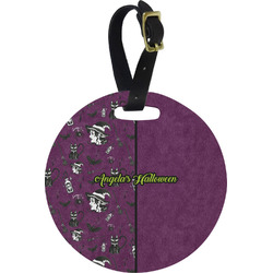 Witches On Halloween Plastic Luggage Tag - Round (Personalized)