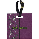Witches On Halloween Plastic Luggage Tag - Square w/ Name or Text