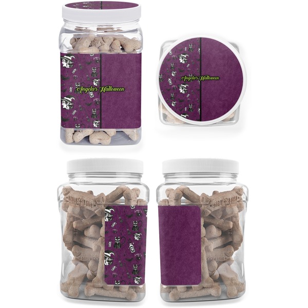 Witches On Halloween Pet Treat Jar - Multiple Angles