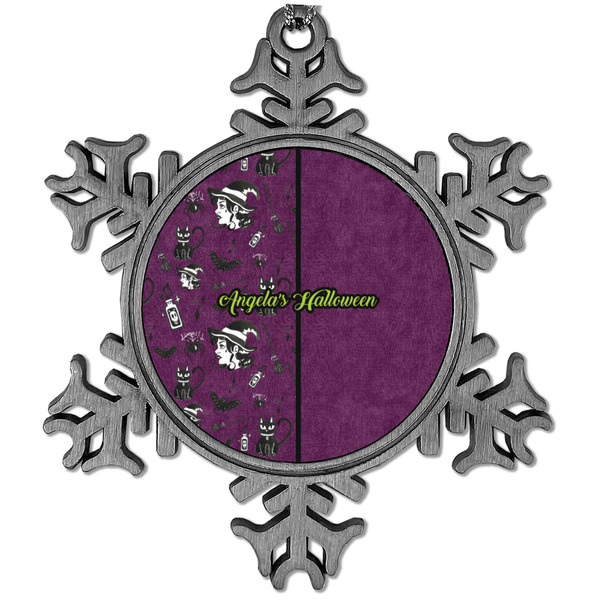 Custom Witches On Halloween Vintage Snowflake Ornament (Personalized)