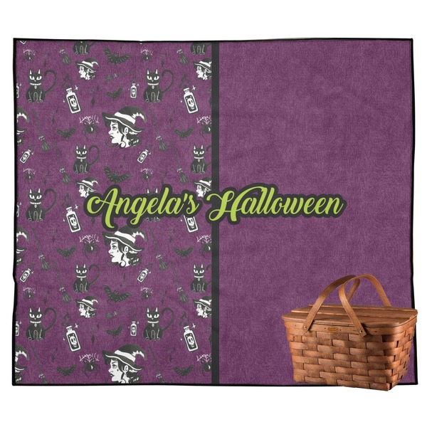 Custom Witches On Halloween Outdoor Picnic Blanket (Personalized)