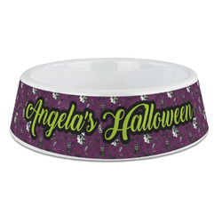 Witches On Halloween Plastic Dog Bowl - Large (Personalized)