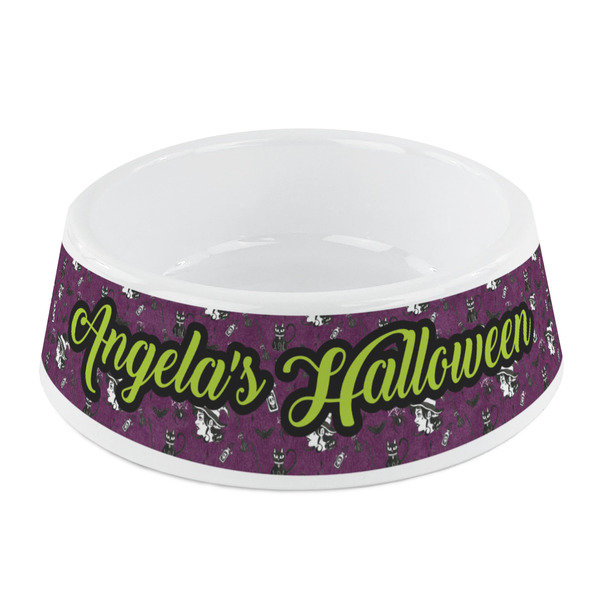Custom Witches On Halloween Plastic Dog Bowl - Small (Personalized)
