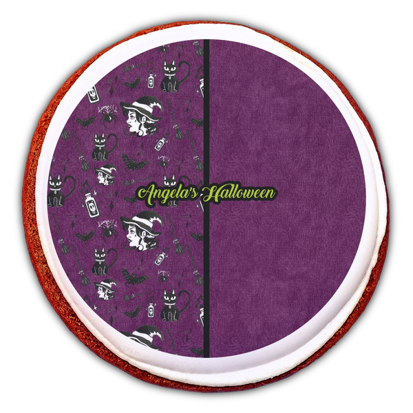 Witches On Halloween Printed Icing Circle - Large - On Cookie