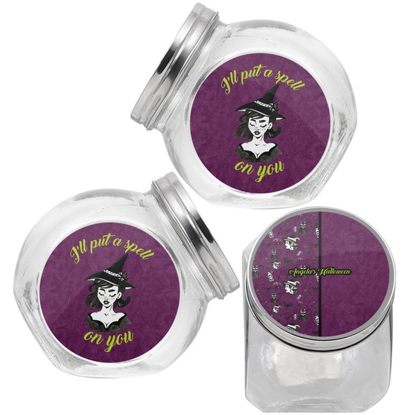 Witches On Halloween Puppy Treat Jar - Top Left Right