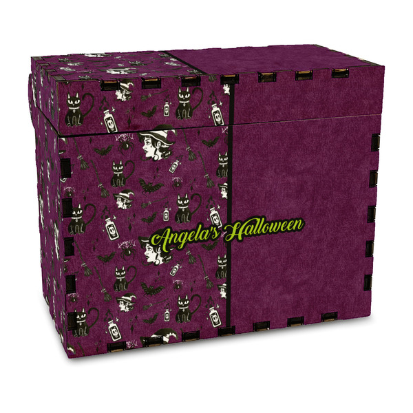 Custom Witches On Halloween Wood Recipe Box - Full Color Print (Personalized)