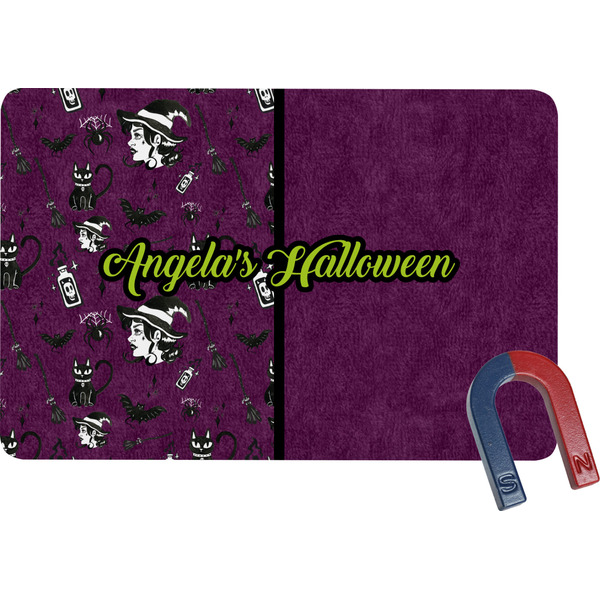 Custom Witches On Halloween Rectangular Fridge Magnet (Personalized)