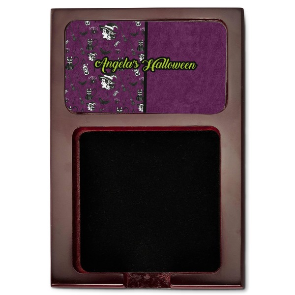 Witches On Halloween Red Mahogany Sticky Note Holder - Flat