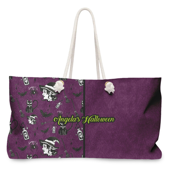 Custom Witches On Halloween Large Tote Bag with Rope Handles (Personalized)
