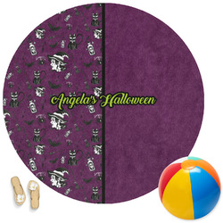 Witches On Halloween Round Beach Towel (Personalized)
