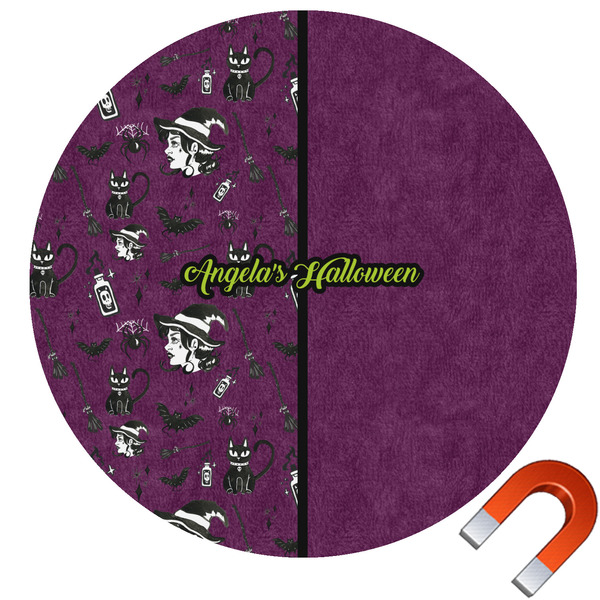 Custom Witches On Halloween Round Car Magnet - 10" (Personalized)