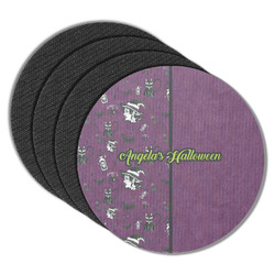 Witches On Halloween Round Rubber Backed Coasters - Set of 4 (Personalized)