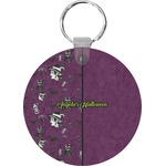 Witches On Halloween Round Plastic Keychain (Personalized)