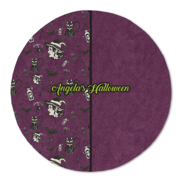 Witches On Halloween Round Linen Placemats - FRONT (Double Sided)