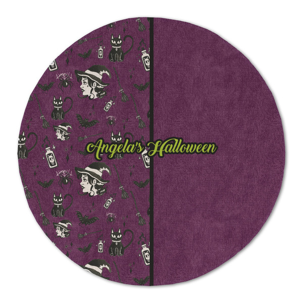 Custom Witches On Halloween Round Linen Placemat - Single Sided (Personalized)