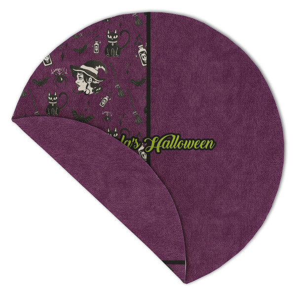 Witches On Halloween Round Linen Placemats - Front (folded corner double sided)
