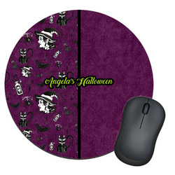 Witches On Halloween Round Mouse Pad (Personalized)