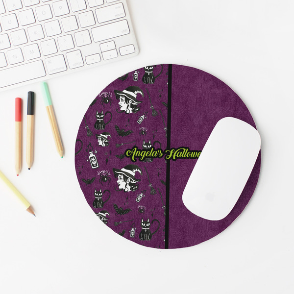 Witches On Halloween Round Mousepad - LIFESTYLE 2