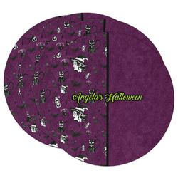 Witches On Halloween Round Paper Coasters w/ Name or Text