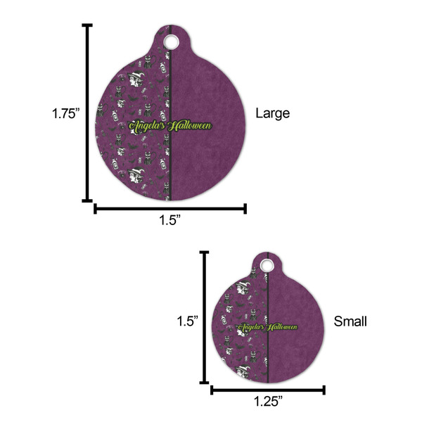 Witches On Halloween Round Pet ID Tag - Large - Comparison Scale