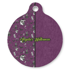 Witches On Halloween Round Pet ID Tag (Personalized)