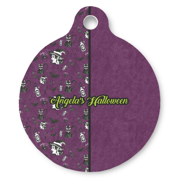Custom Witches On Halloween Round Pet ID Tag (Personalized)